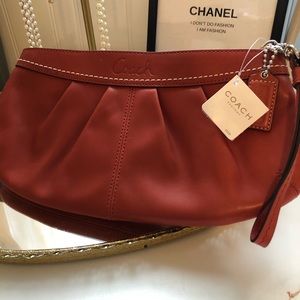 NWT Coach Large Burnt Orange Clutch Purse !!